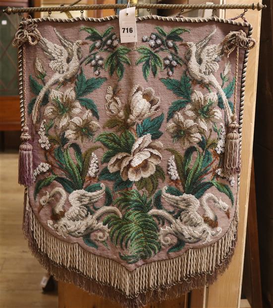 A Victorian beadwork polescreen, H.147cm